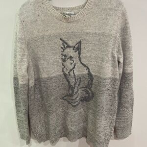 VTG Orvis Baby Wolf Sweater Wool Women’s XL Woodland Scene Animals Novelty Print